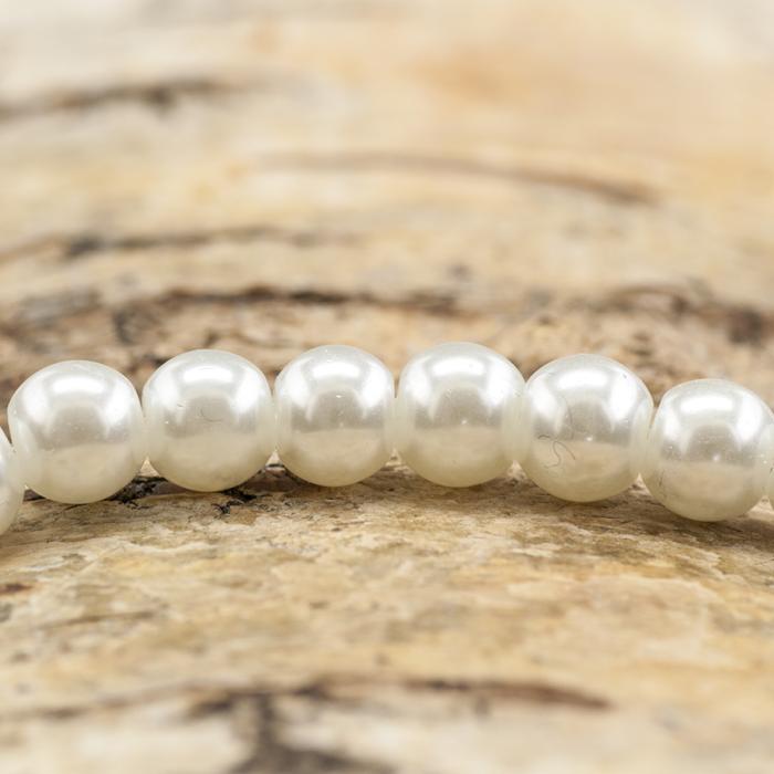 Vaxad glaspärla 6 mm, Vit (40st)