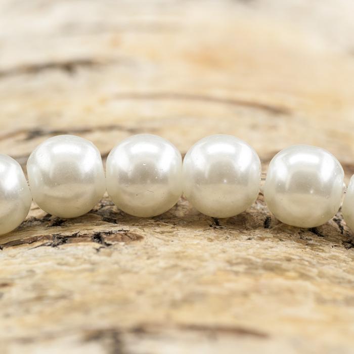Vaxad glaspärla 8 mm, Vit (20st)