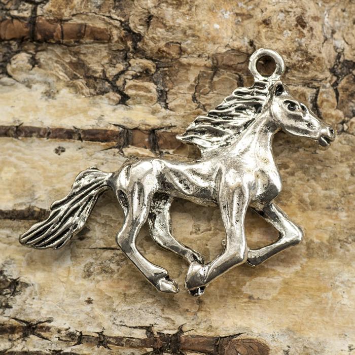 Berlock Häst 25x44 mm, Antiksilver (st)