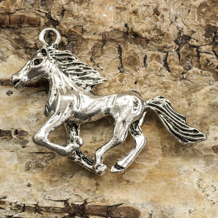 Berlock Häst 25x44 mm, Antiksilver (st)