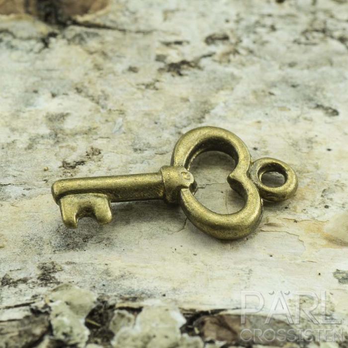 Berlock Nyckel 9x15x2 mm, Antikbrons (10st)