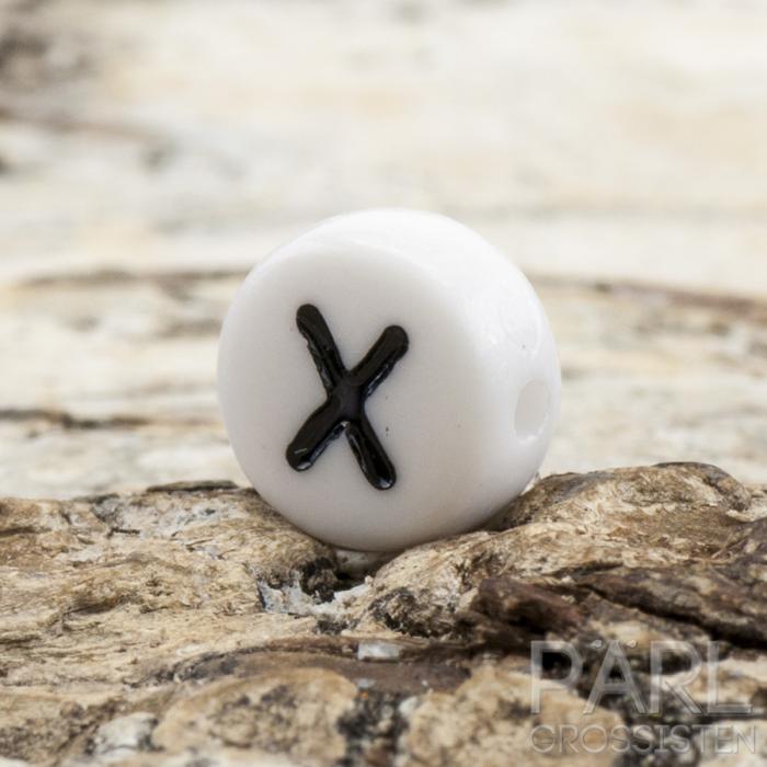 Bokstavspärla X 7 mm, Vit (25st)
