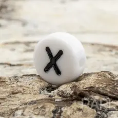 Bokstavspärla X 7 mm, Vit (25st)