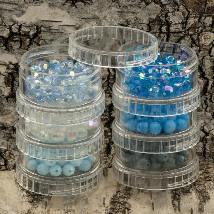 Rör med facetterade akrylpärlor 6 mm, Blåmix (cirka 330st)