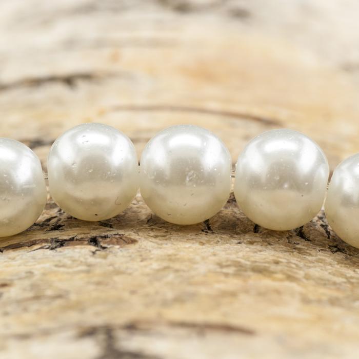 Vaxad glaspärla 10 mm, Vit (10st)
