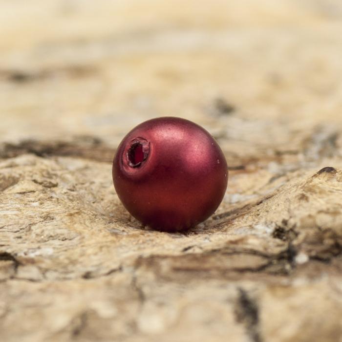 Vaxad glaspärla matt 4 mm, Mörkröd (60st)
