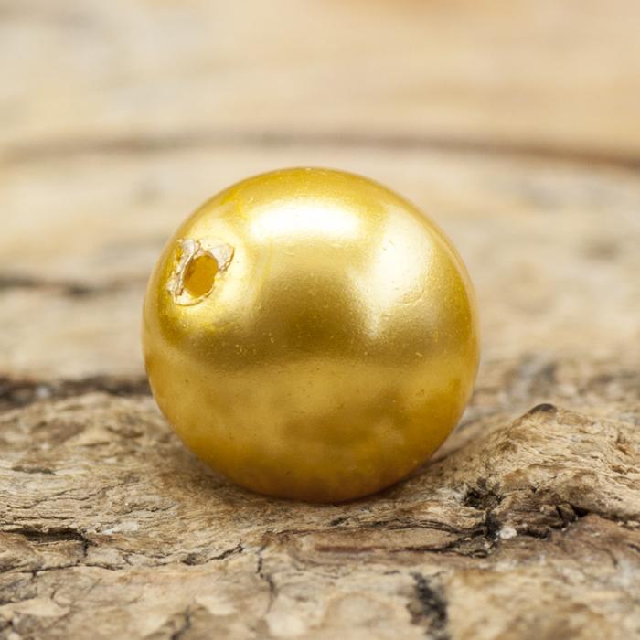 Vaxad glaspärla 8 mm, Guldgul (20st)