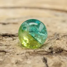Krackelerad glaspärla rund 6 mm, Turkos/Gul (40st)