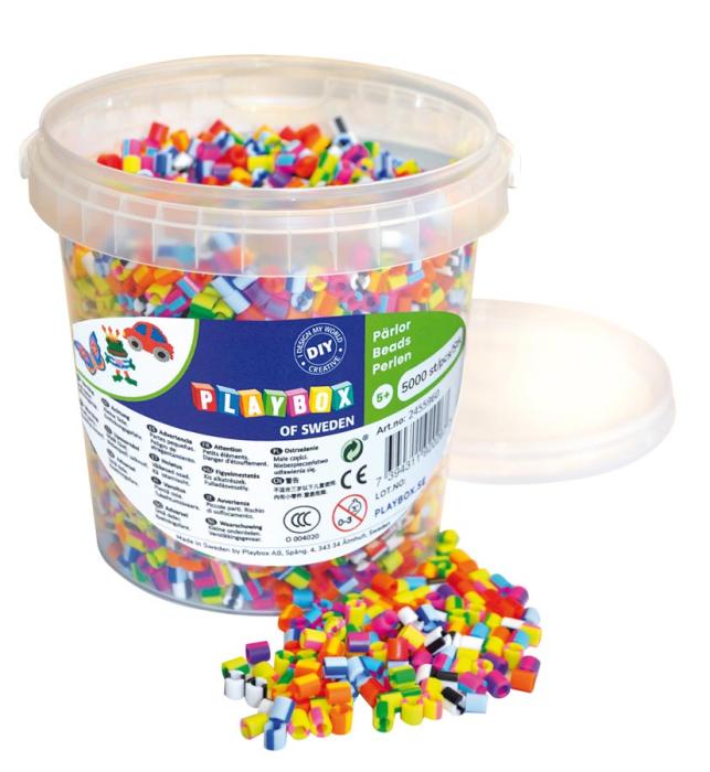 Rörpärlor midi 5 mm, Randigmix (5000 st)