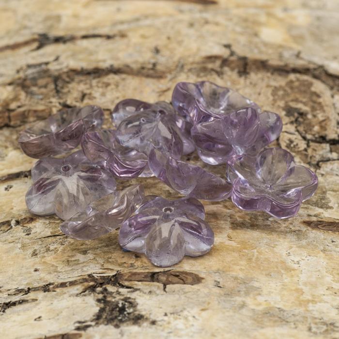 Glaspärla Blomma 5x14 mm, Lila (10st)