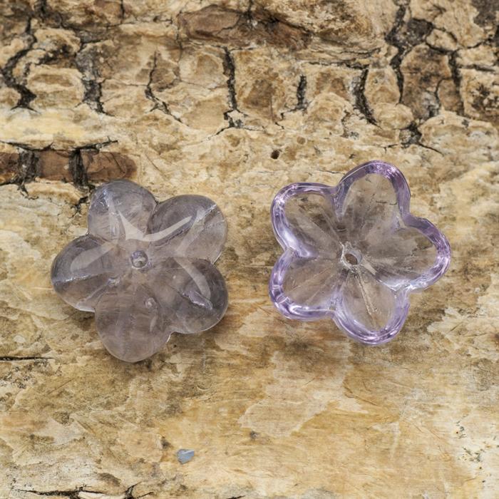 Glaspärla Blomma 5x14 mm, Lila (10st)