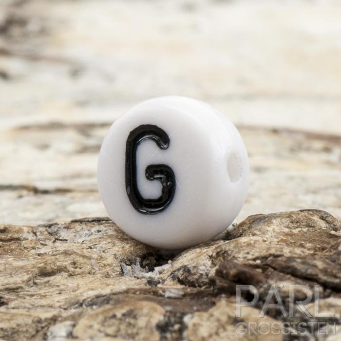 Bokstavspärla G 7 mm, Vit (25st)