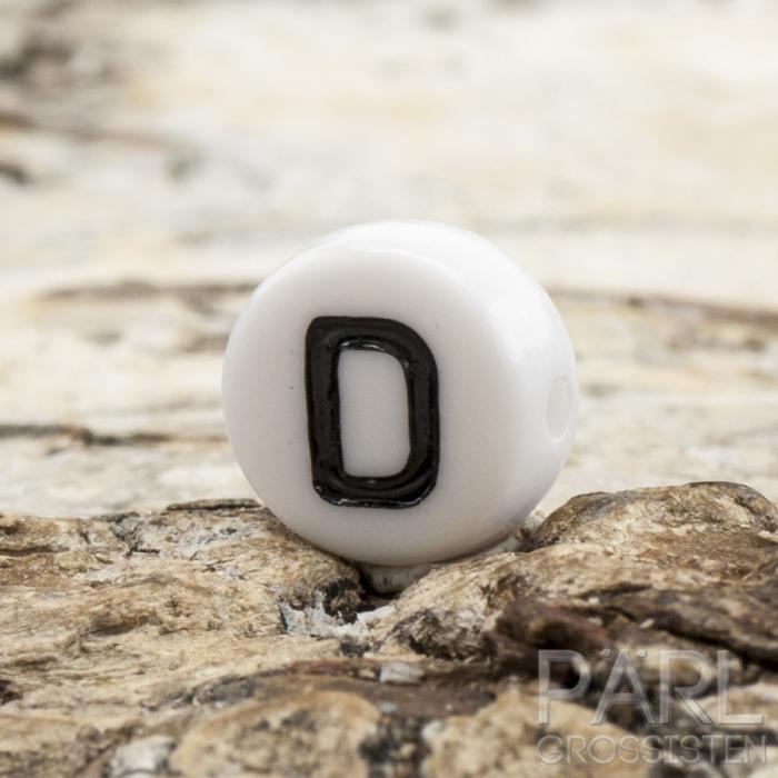 Bokstavspärla D 7 mm, Vit (25st)