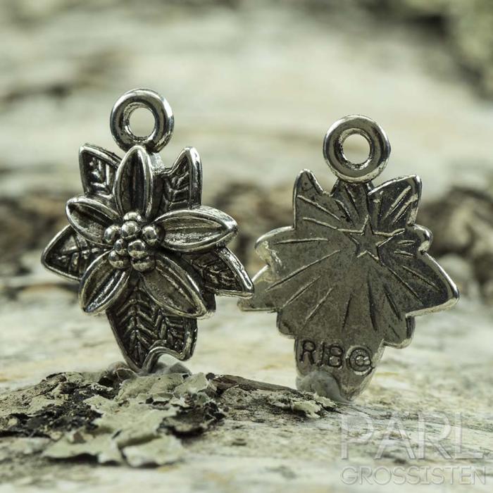 Berlock Julstjärna 18x15 mm, Antiksilver (5st)