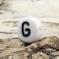 Bokstavspärla G 7 mm, Vit (25st)