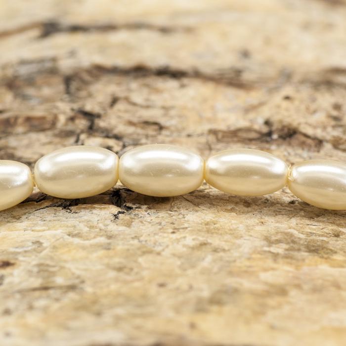Vaxad glaspärla Oval 6x4 mm, Gräddvit (20st)