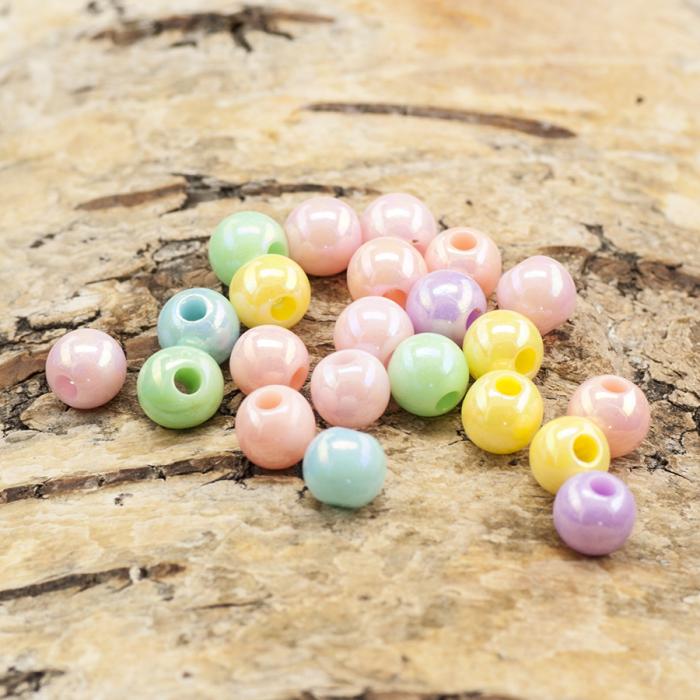 Rund akrylpärla 6x5 mm, Pastellmix (50st)