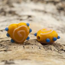 Glaspärla Hjärta 17x16 mm, Orangegul (5st)