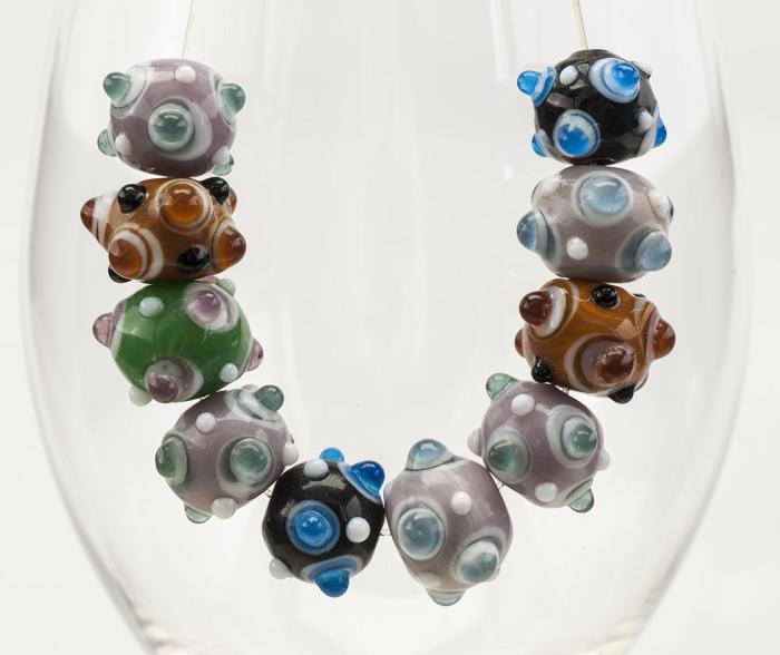 Glaspärla Molekyl 13x11 mm, Färgmix (10st)