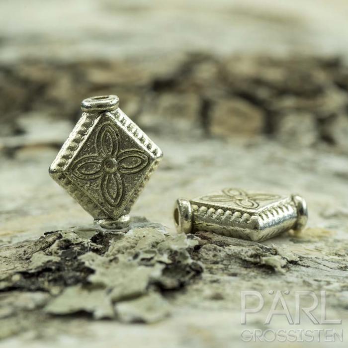 Mellandel Romb 9x10 mm, Antiksilver (10st)