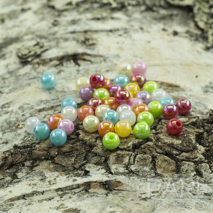 Rund akrylpärla 4 mm, Pastellmix (100st)