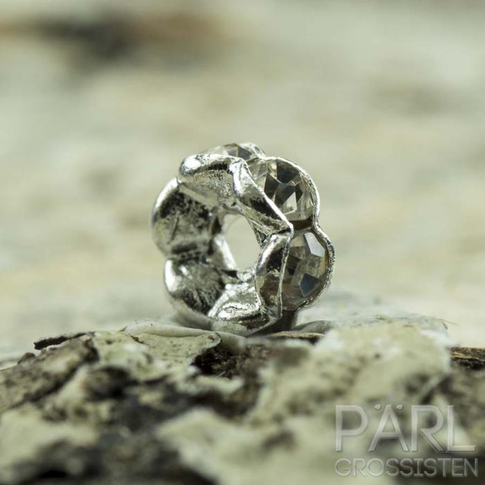 Mellandel Strassrondell 4 mm, Klar/Silverfärg (5st)