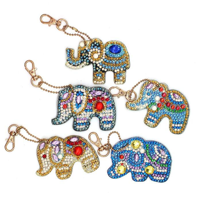 Diamond Painting Nyckelring, Elefant