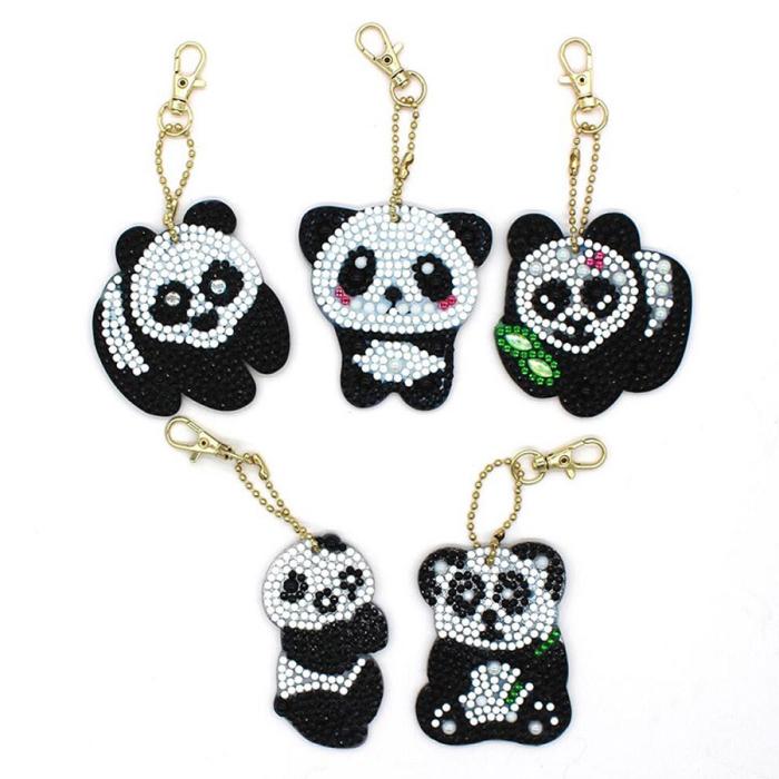 Diamond Painting Nyckelring, Panda