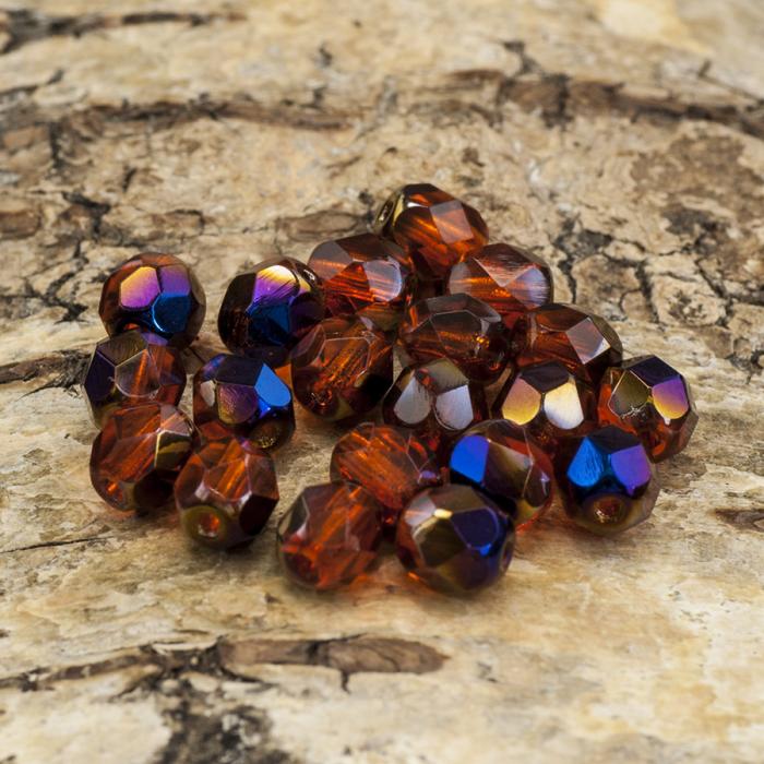 Glaspärla facetterad kula 6 mm, Orange AB (20st)