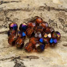 Glaspärla facetterad kula 6 mm, Orange AB (20st)