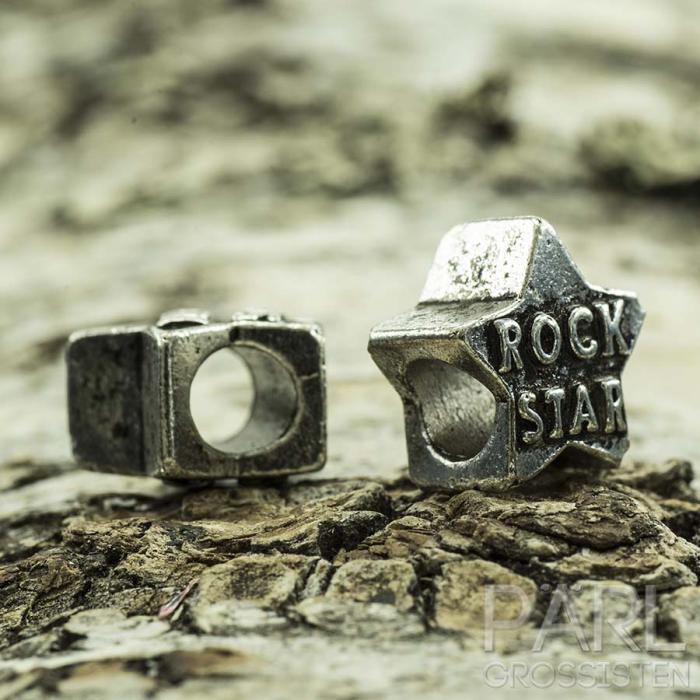 Ormlänkspärla Rock Star 13x13 mm, Antiksilver (st)