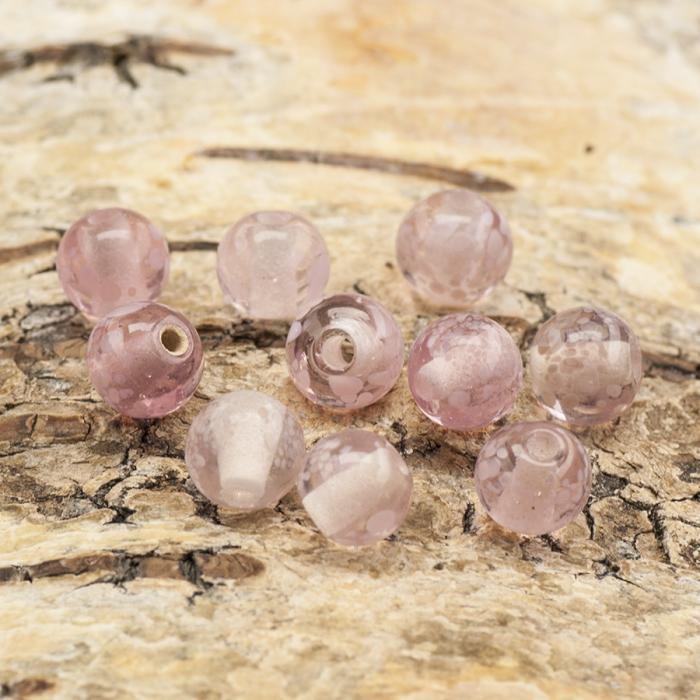 Glaspärla Prick 7 mm, Rosa (10st)