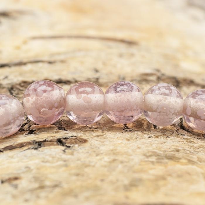 Glaspärla Prick 7 mm, Rosa (10st)