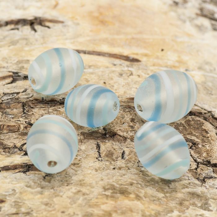 Oval frostad glaspärla 11x13 mm, Ljusblå (5st)