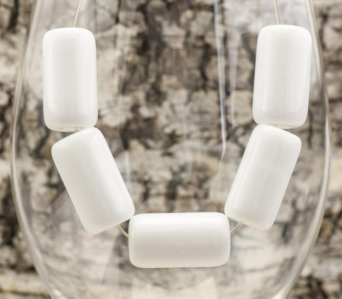 Glaspärla Cylinder 12x23 mm, Vit (5st)