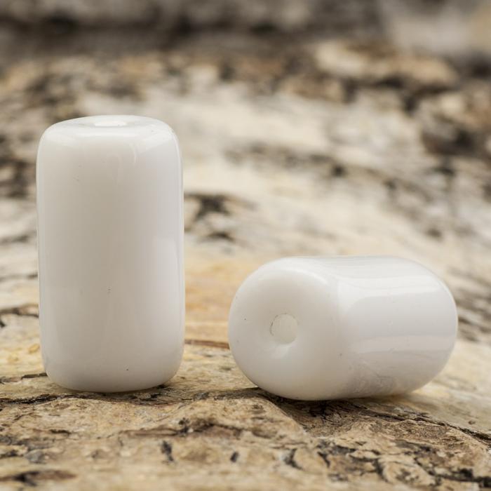 Glaspärla Cylinder 12x23 mm, Vit (5st)