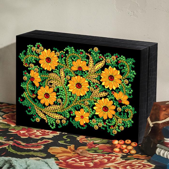 Diamond Painting Smyckeskrin 18 x 13 x 4 cm, Blommor