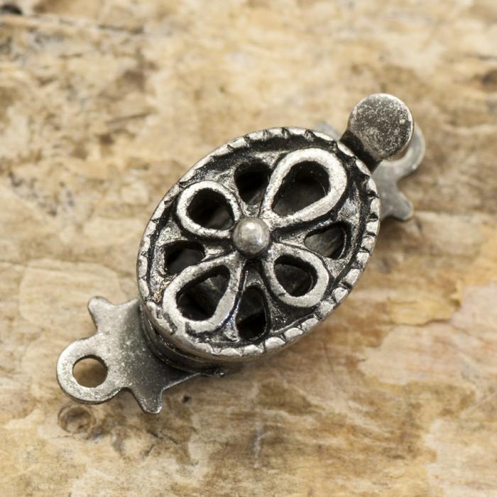 Istickslås Blomma 6x8 mm, Platinafärg (5st)