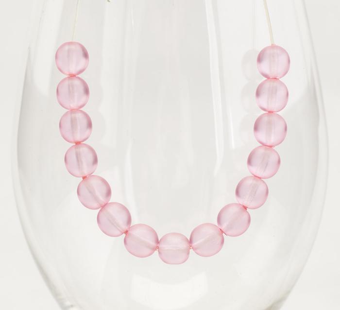 Frostad glaspärla 8 mm, Mörkrosa (20st)