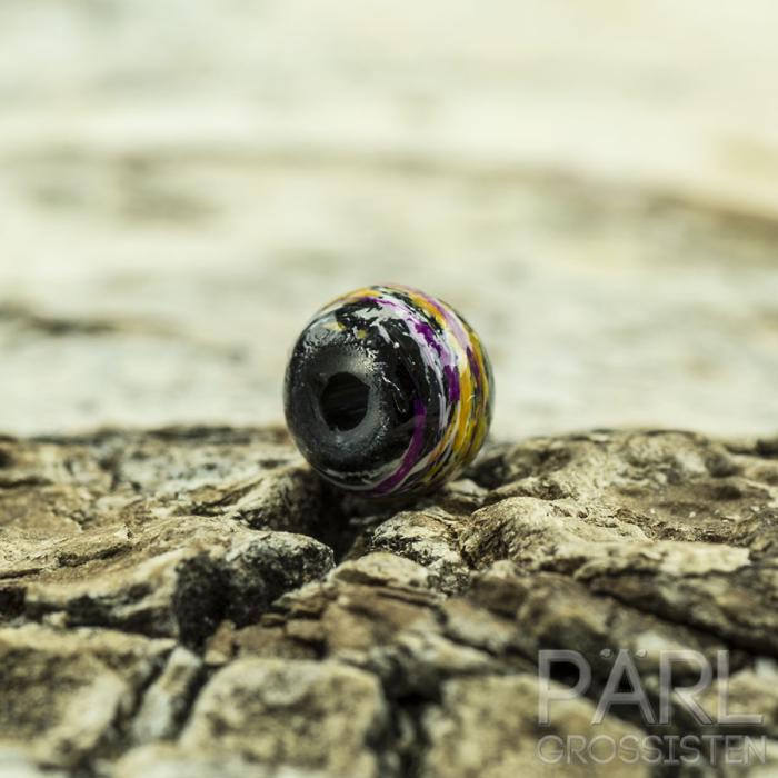 Glaspärla streckmönster 4 mm, Svart (50st)