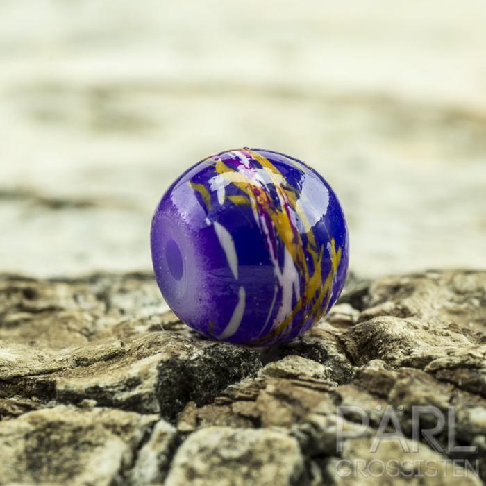 Glaspärla streckmönster 6 mm, Indigo (30st)