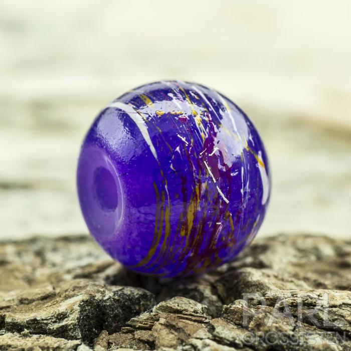 Glaspärla streckmönster 8 mm, Indigo (20st)