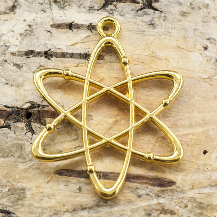 Hänge Atom 26x33 mm, Guldfärg (st)