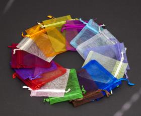 Tygpåse organza 7x9 cm, Färgmix (10st)