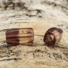 Glaspärla Rätblock 9x19 mm, Lila/Ljusrosa (5st)