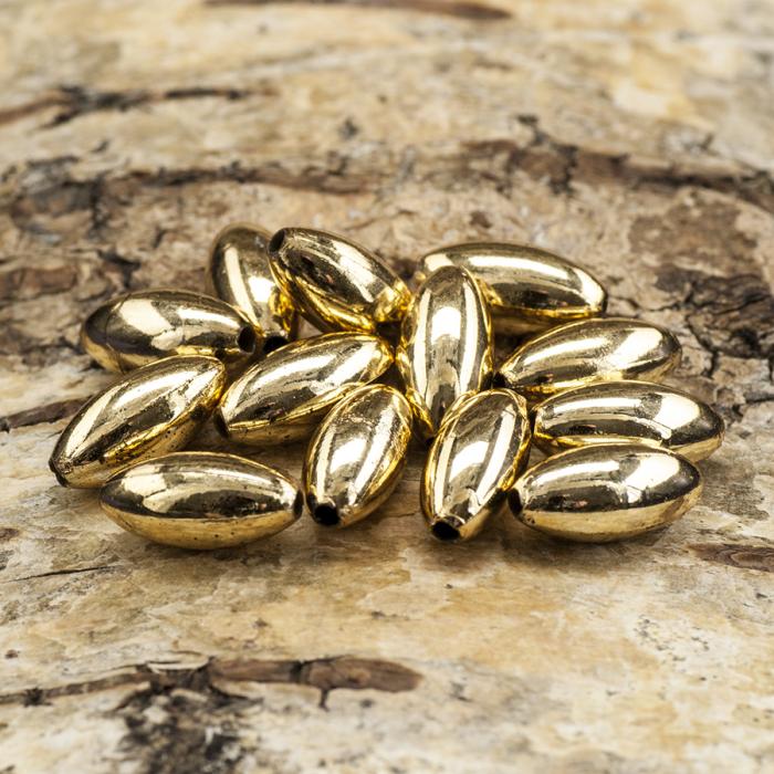 Akrylpärla Oval 6x12 mm, Guld (20st)