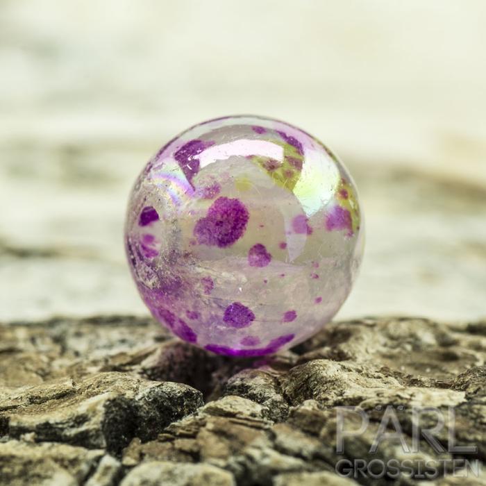 Skimrande glaspärla 8 mm, Cerise/Grön AB (20st)