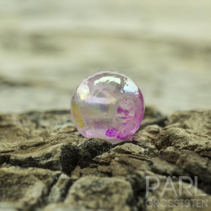 Skimrande glaspärla 4 mm, Cerise/Grön AB (50st)