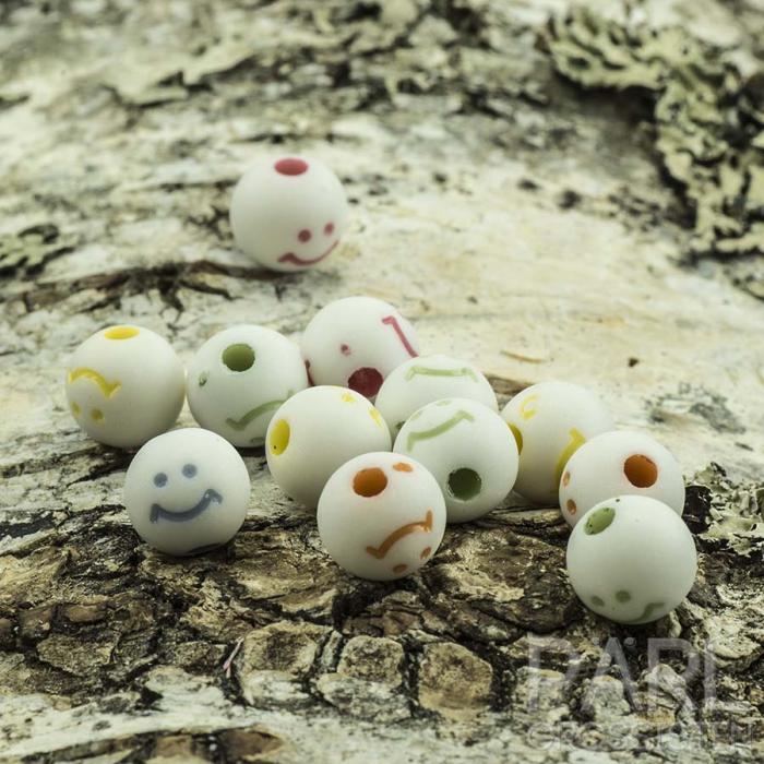 Akrylpärla Smile 8 mm, Färgmix (30st)