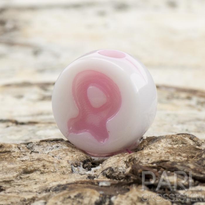 Rosa bandet akrylpärla 8x4 mm, Vit/rosa (25st)